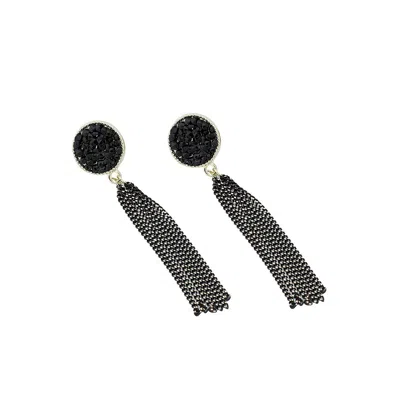 Sohi Circular-tassel Drop Earrings In Black