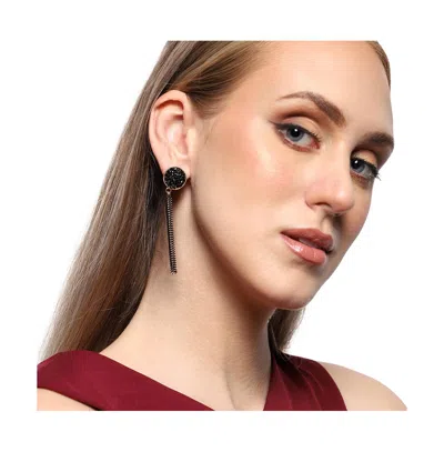 Sohi Circular-tassel Drop Earrings In Black