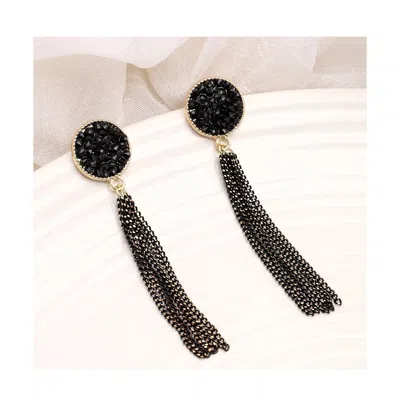 Sohi Circular-tassel Drop Earrings In Black