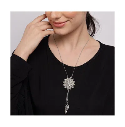 Sohi Floral-crystal Negligee Necklace In Metallic