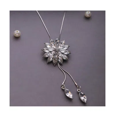 Sohi Floral-crystal Negligee Necklace In Metallic