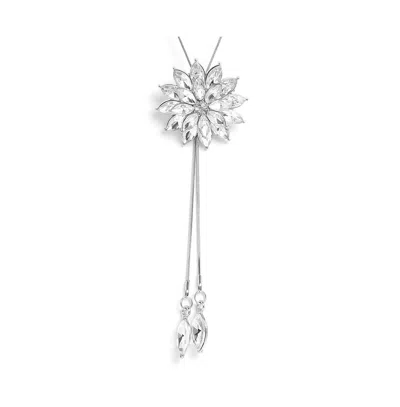 Sohi Floral-crystal Negligee Necklace In Metallic