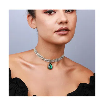 Sohi Teardrop Stone Statement Necklace In Gold