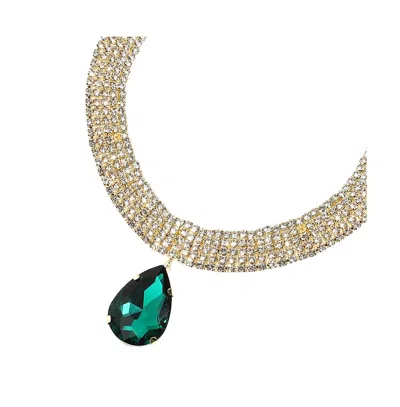 Sohi Teardrop Stone Statement Necklace In Gold
