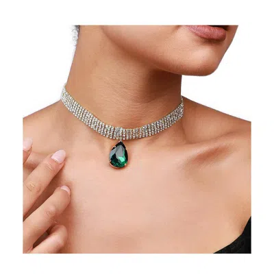 Sohi Teardrop Stone Statement Necklace In Gold