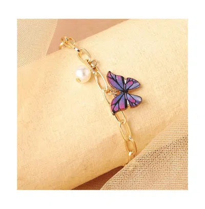 Sohi Papillon Charm Bracelet In Gold