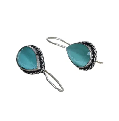 Sohi Teardrop-stone Drop Earrings In Green