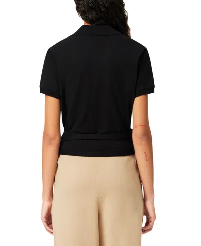 Lacoste Usa Women's Collared Short-sleeve Wrap Top