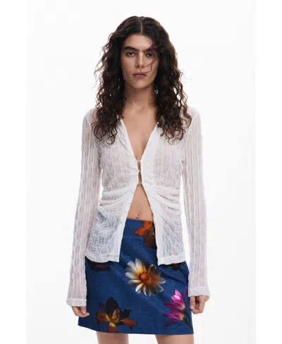 Desigual Floral Print Denim Miniskirt