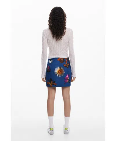 Desigual Floral Print Denim Miniskirt
