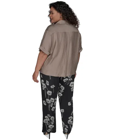 Karl Lagerfeld Stud-embellished Button-front Shirt In Gray