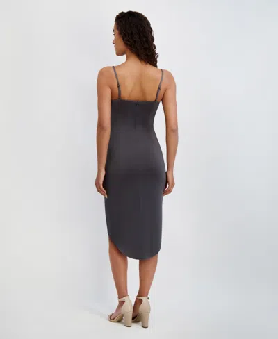 Siena Women's Sleeveless Cowlneck Bodycon Ruched Dress In Gray