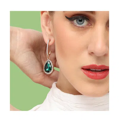 Sohi Teardrop-stone Drop Earrings In Green