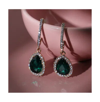 Sohi Teardrop-stone Drop Earrings In Green