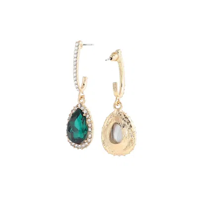 Sohi Teardrop-stone Drop Earrings In Green