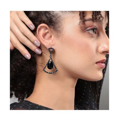Sohi Stone Bow Drop Earrings In Black