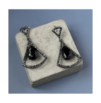 Sohi Stone Bow Drop Earrings In Black