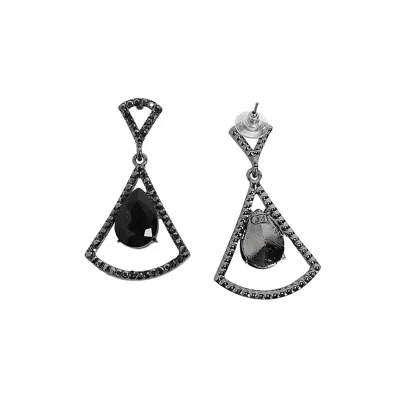 Sohi Stone Bow Drop Earrings In Black