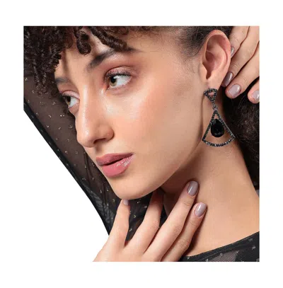 Sohi Stone Bow Drop Earrings In Black