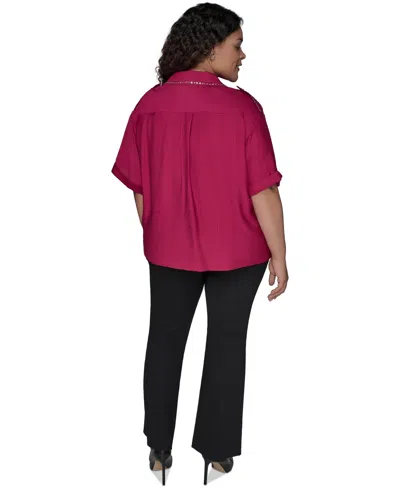Karl Lagerfeld Stud-embellished Button-front Shirt In Pink