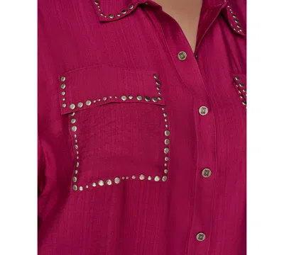 Karl Lagerfeld Stud-embellished Button-front Shirt In Pink