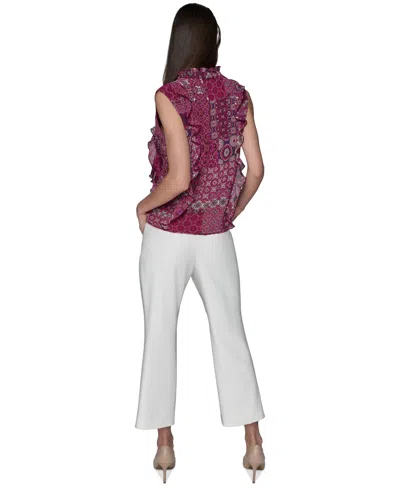 Karl Lagerfeld Women's Printed Ruffled Blouse In Multi