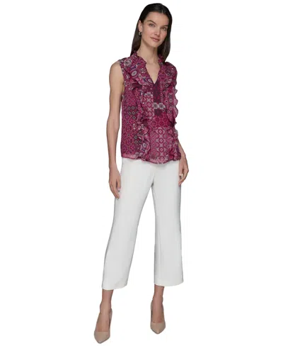 Karl Lagerfeld Women's Printed Ruffled Blouse In Multi