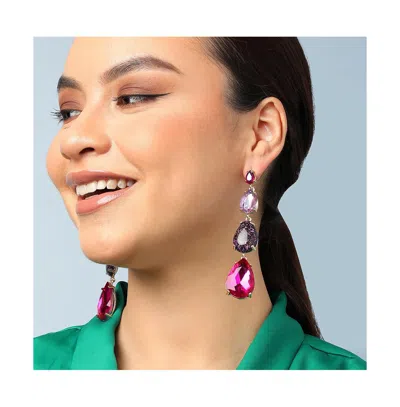 Sohi Teardrop Stone Drop Earrings In Gold