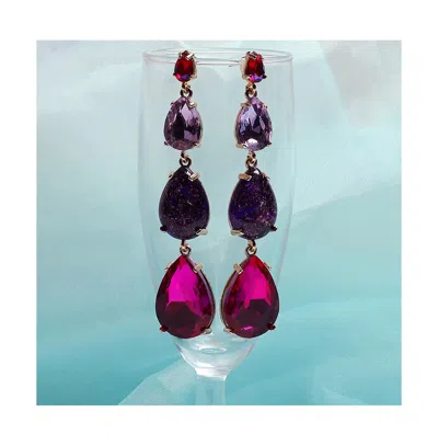 Sohi Teardrop Stone Drop Earrings In Gold