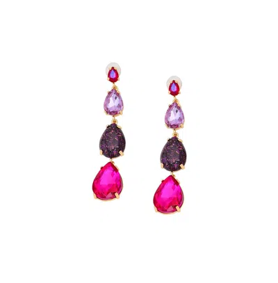 Sohi Teardrop Stone Drop Earrings In Gold