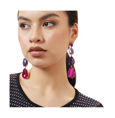 Sohi Teardrop Stone Drop Earrings In Gold