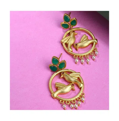 Sohi Circular-birds Drop Earrings In Gold