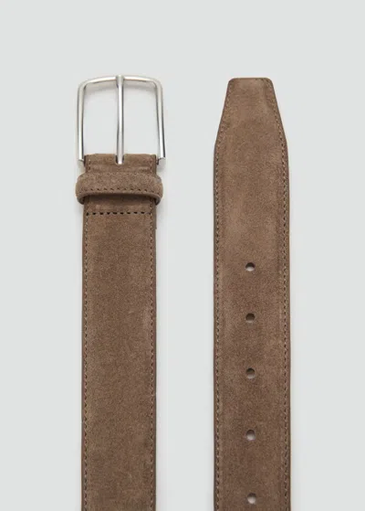 Mango Man Suede Leather Belt Chocolate