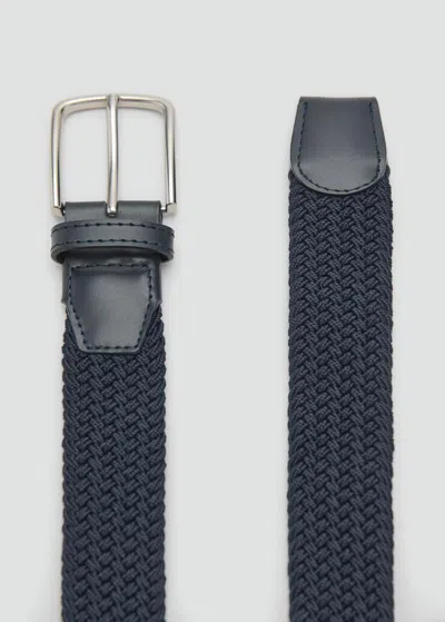 Mango Man Braided Elastic Belt Navy