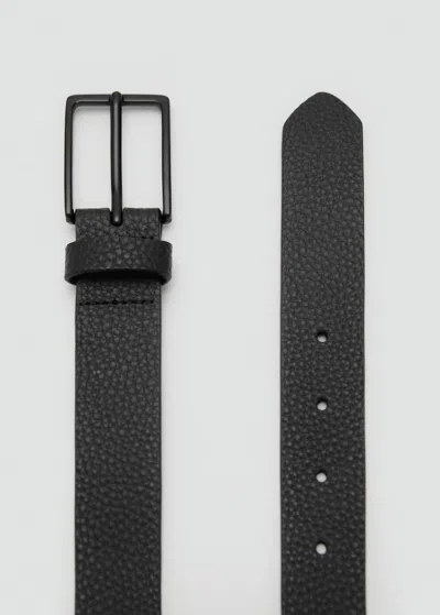 Mango Man Pebbled Leather Belt Black