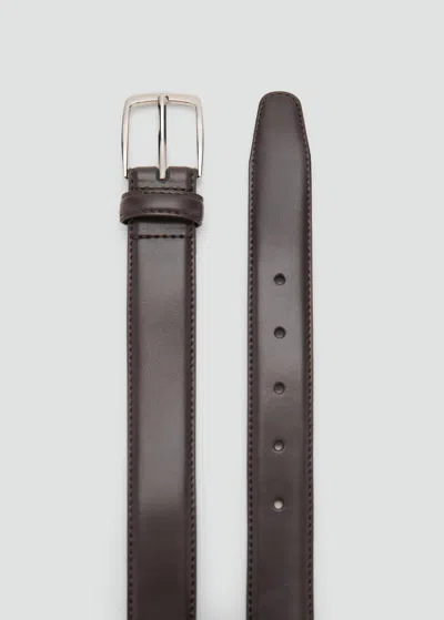 Mango Man Nappa Leather Belt Brown