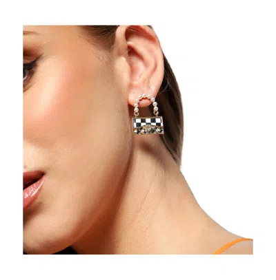 Sohi Baguette Drop Earrings In Gold