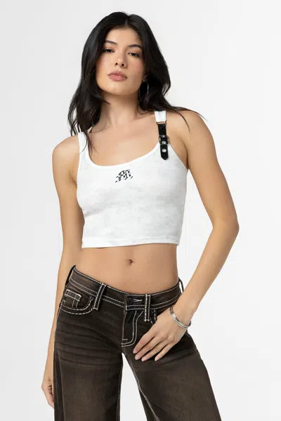 Miss Me Lohan Buckle Tank Top In Charcoal Black
