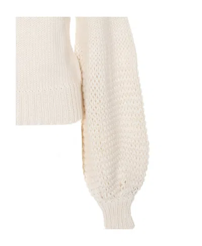 Chloé Wool Round Neck Sweater In White