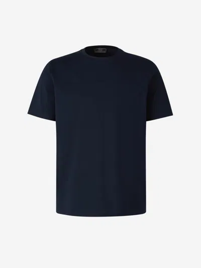 Herno Men Resort T-shirt In Cotton And Light Stretch Nylon In Blue