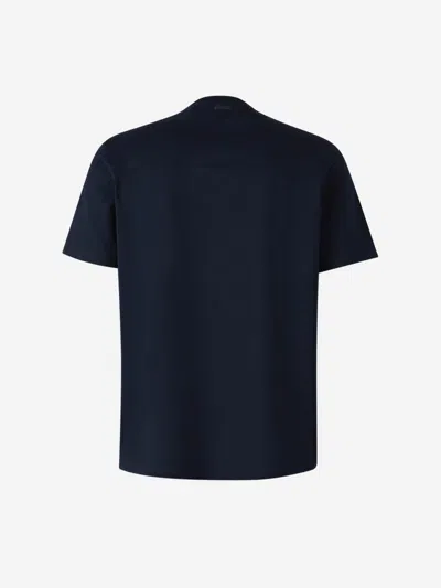 Herno Men Resort T-shirt In Cotton And Light Stretch Nylon In Blue
