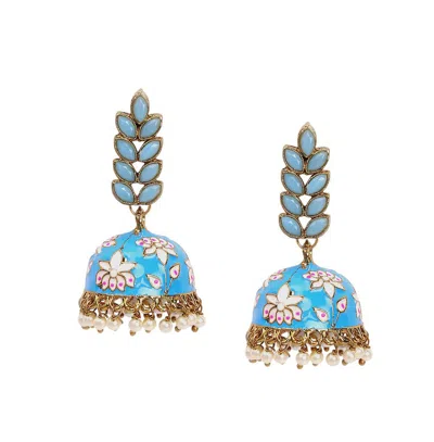 Sohi Floral-enamel Drop Earrings In Blue