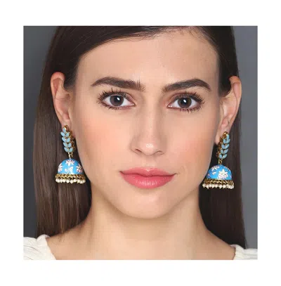 Sohi Floral-enamel Drop Earrings In Blue