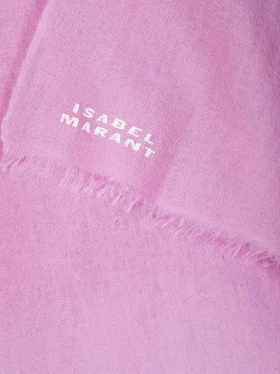 Isabel Marant Logo-jacquard Frayed-edge Scarf In Purple