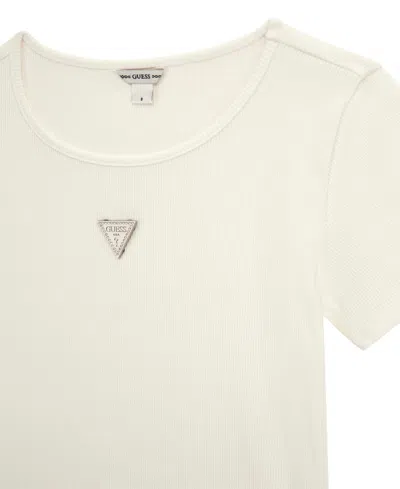 Guess Big Girl Short Sleeve With Shiny Foil Print Logo T-shirt In White