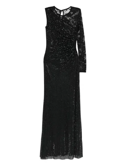 Self-portrait Rhinestone-embellished Maxi Dress In Black