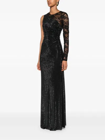 Self-portrait Rhinestone-embellished Maxi Dress In Black