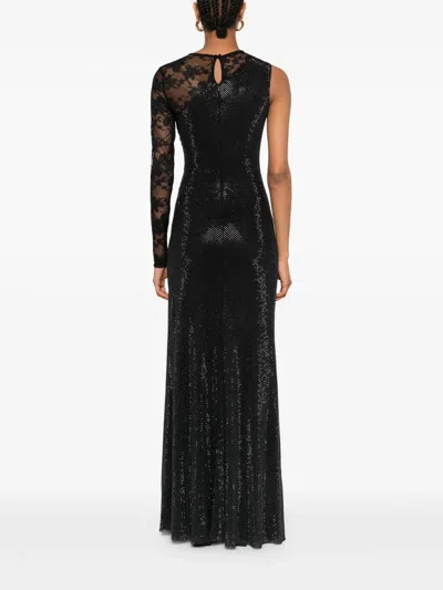 Self-portrait Rhinestone-embellished Maxi Dress In Black