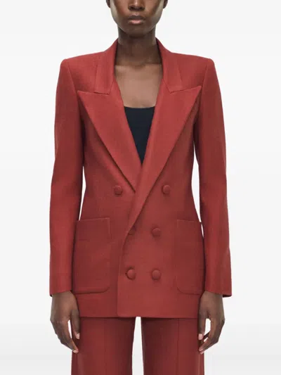 Adam Lippes Double-breasted Blazer In Red