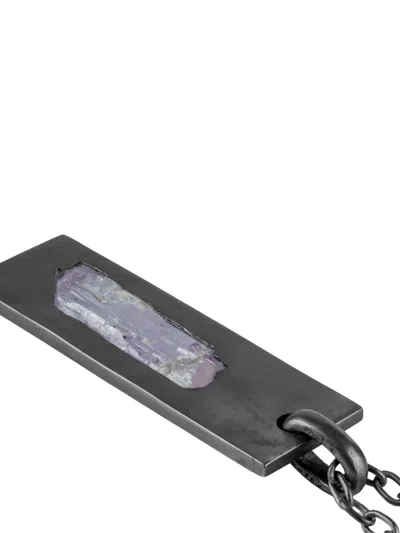 Parts Of Four Kunzite Rectangular-frame Necklace In Black